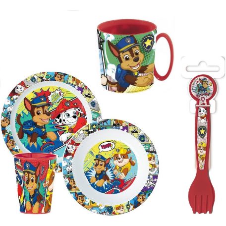 Mancs őrjárat micro gyerek étkészlet + evőeszköz szett